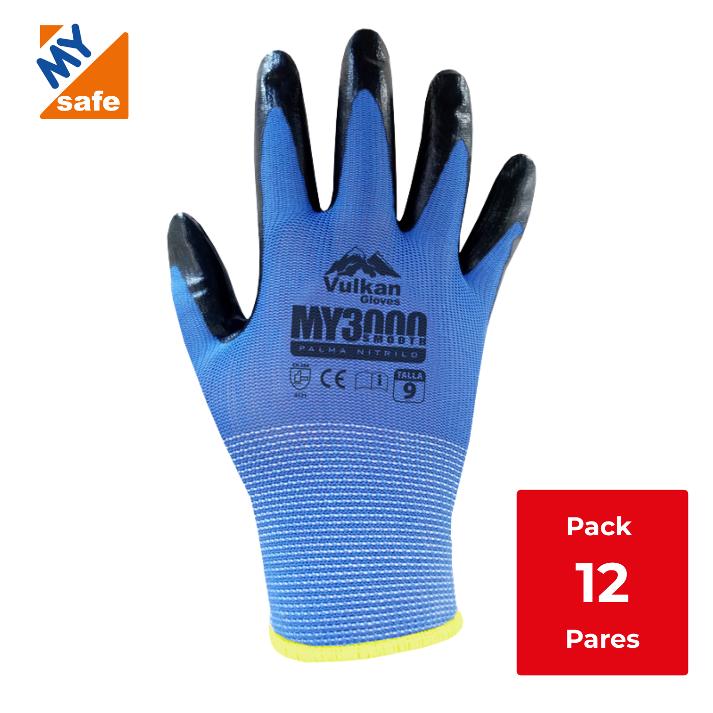 GUANTE DE SEGURIDAD VULKAN SMOOTH NITRILO MY3000 - Pack 12