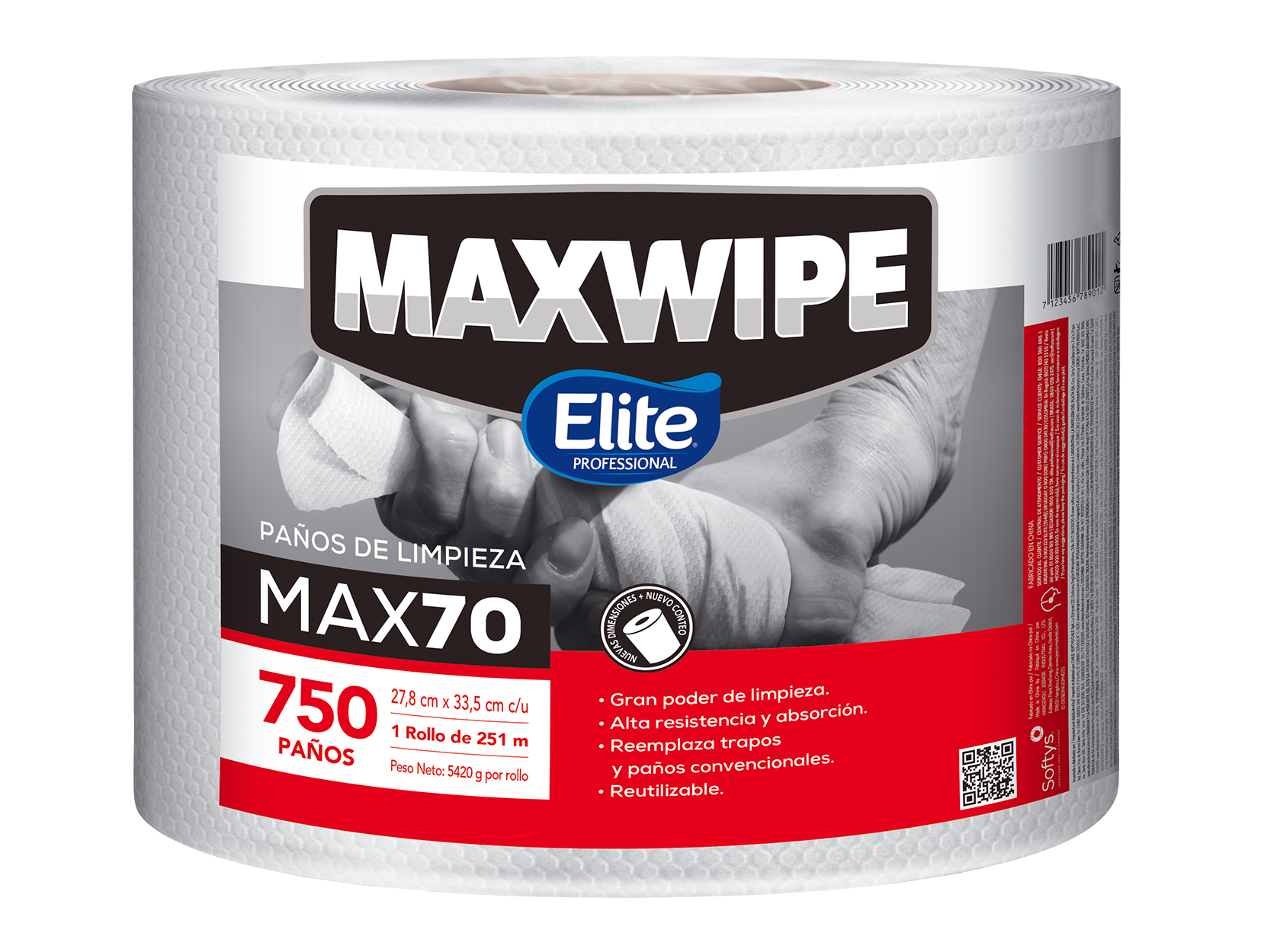 TOALLA ELITE MAX70 40975 PANO MAXWIPE BOBINA X750 U