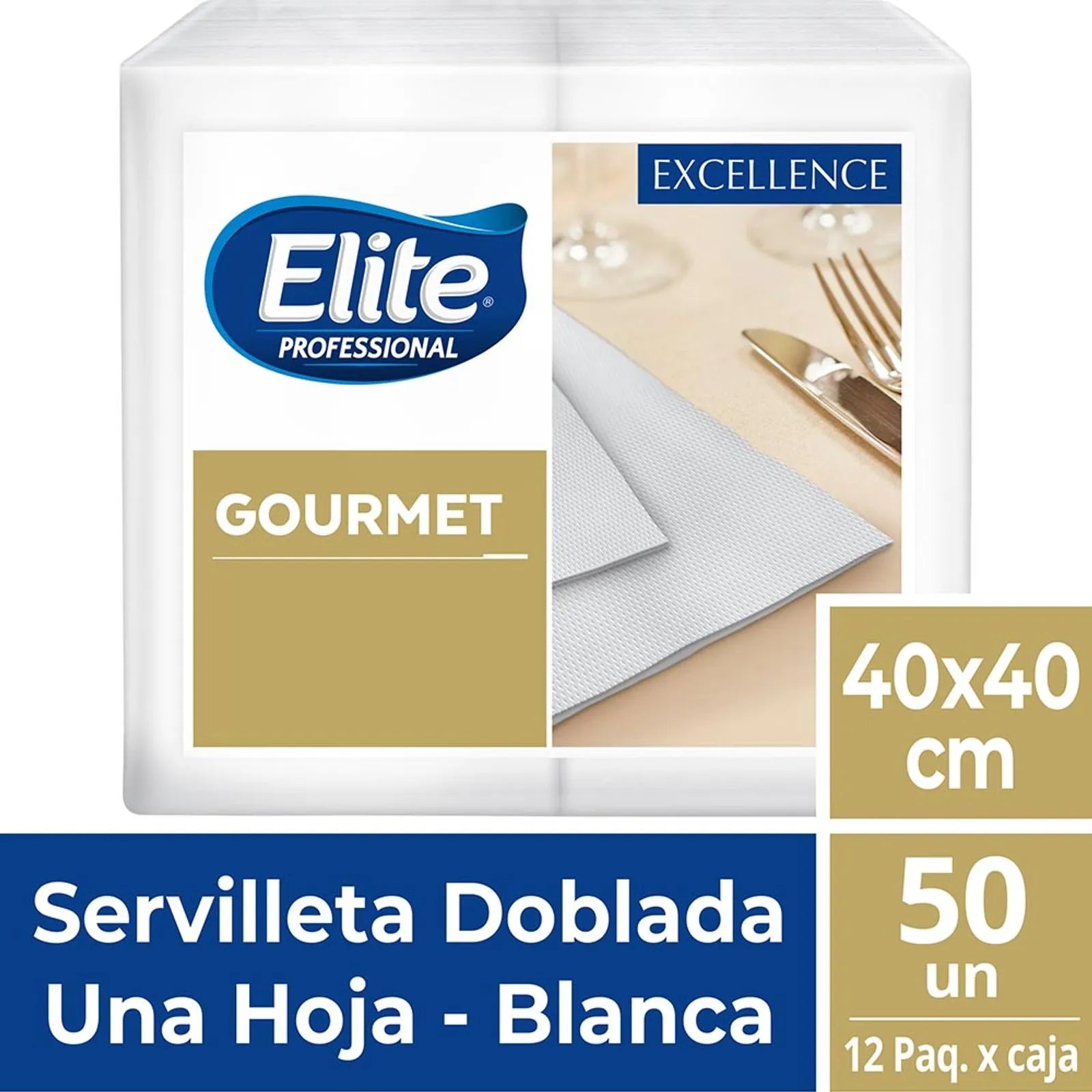 SERVILLETA ELITE 81292 GOURMET BCA PAQ. 50UNID